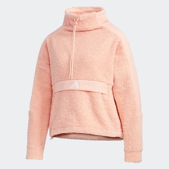 ADIDAS 🌸 Pink Sherpa High Neck Pullover - Picture 5 of 16